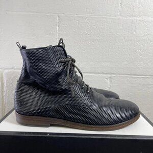 Marsell Men's Perforated Ankle Boots Black Dimpled Leather Size 42 EU/10 US